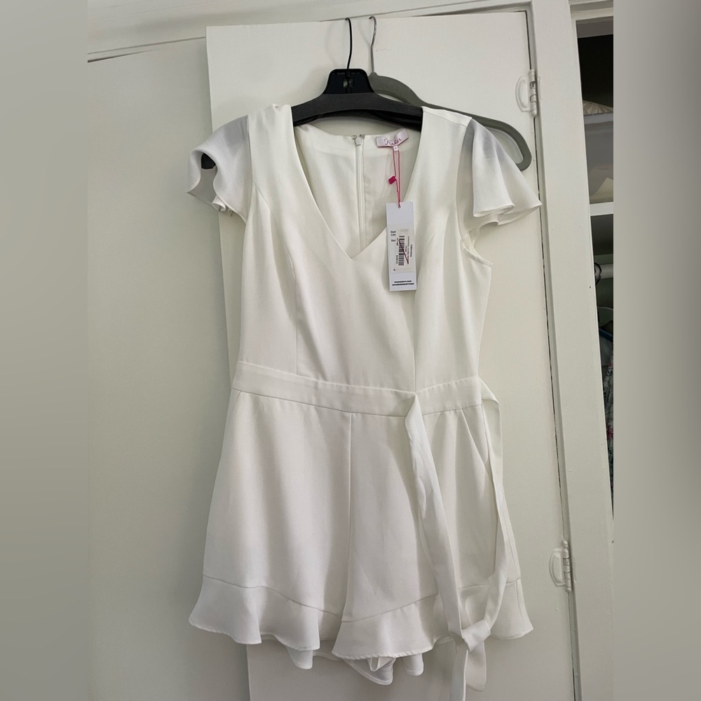 Parker Catherine Combo Romper in white